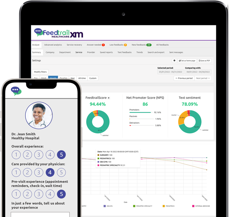 Product-Mockup-PX Feedtrail - Healthcare Experience Management